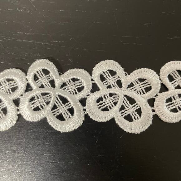 Austrian Lace Embroidery Trim Wedding Dress Fabric Floral Off White Cream 242" - Picture 5 of 5